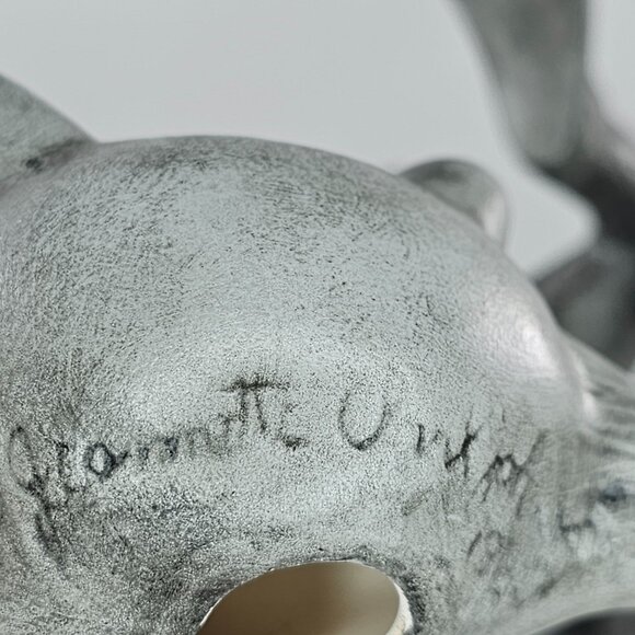 Handcrafted Ceramic Wolf Figurine With Removable Head Jeanette Clark Johnson - Picture 8 of 9